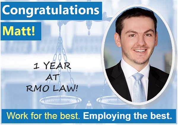 Congratulations Matt! 1 year at RMO Law