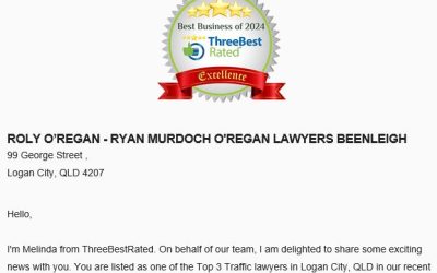 Roly named as one of the Top 3 Traffic Lawyers in Logan City, QLD by ThreeBestRated!