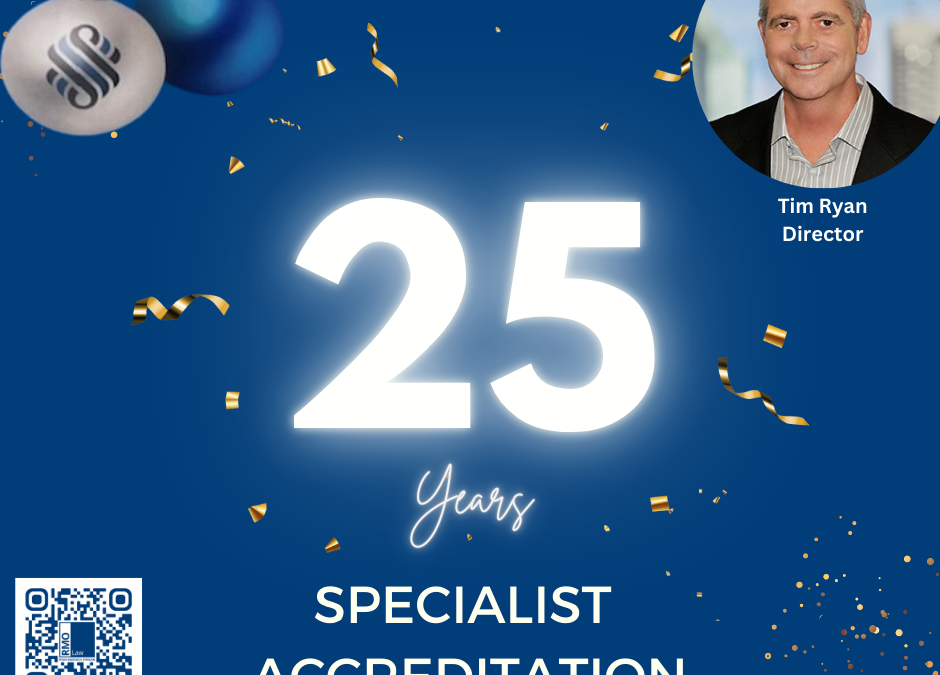 Tim celebrates 25 years as an Accredited Specialist